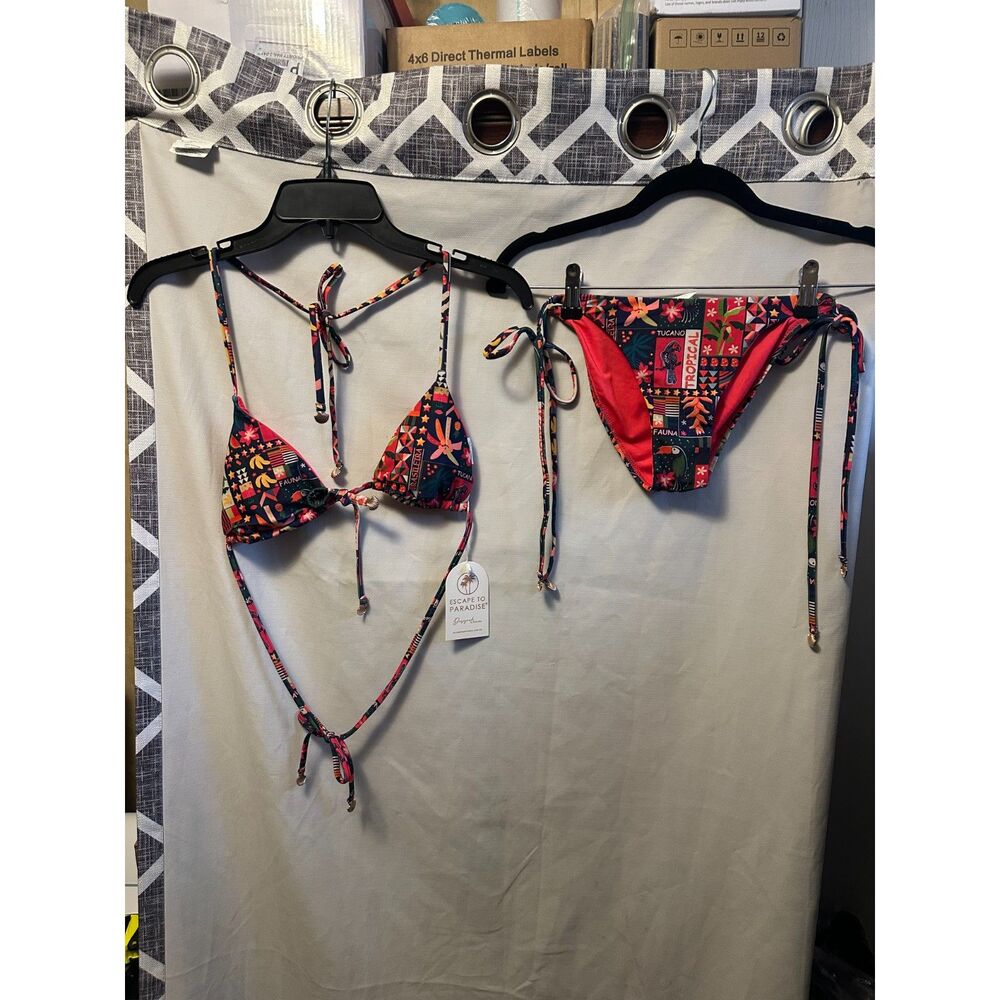 NWT Escape To Paradise Triangle Bikini Set-Cancun Design Size XS